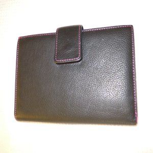 EUC - Leather passport wallet - black & pink